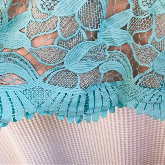 Love Triangle Lace High Neck Mini aqua Dress ASOS - Picture 5 of 8